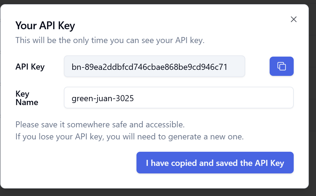Create and copy a Bolna API key