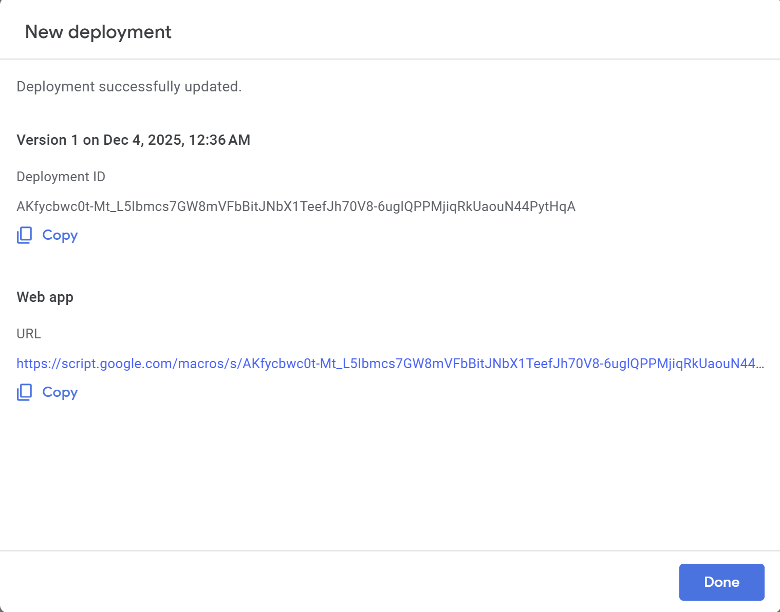 Copy the Web App URL after deployment